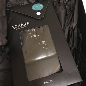 NWT Zohara Art on Tights Black Opaque Metallic